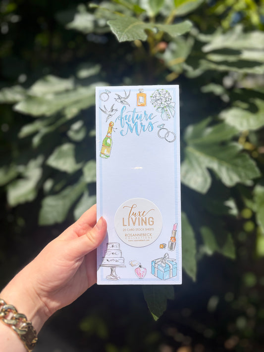 Hand painted Future Mrs. with Bridal Icons Luxe Skinny Pad