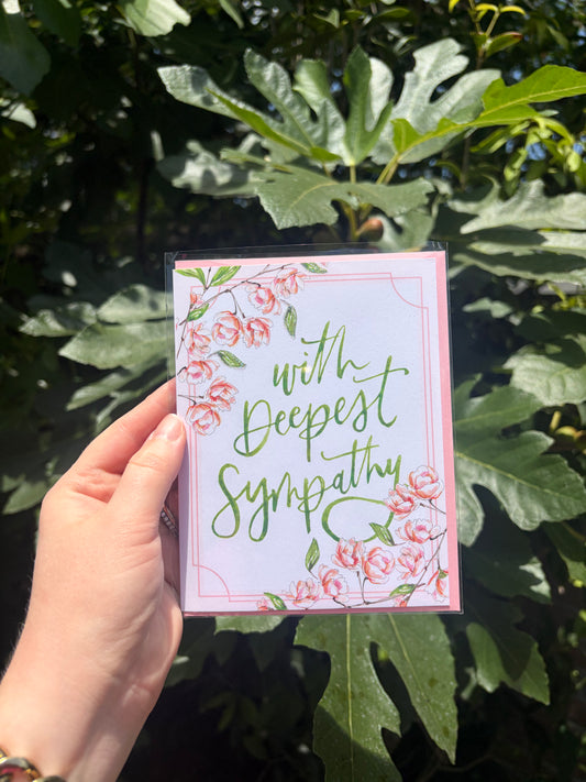 "With Deepest Sympathy" Light Pink Blossoms Greeting Card