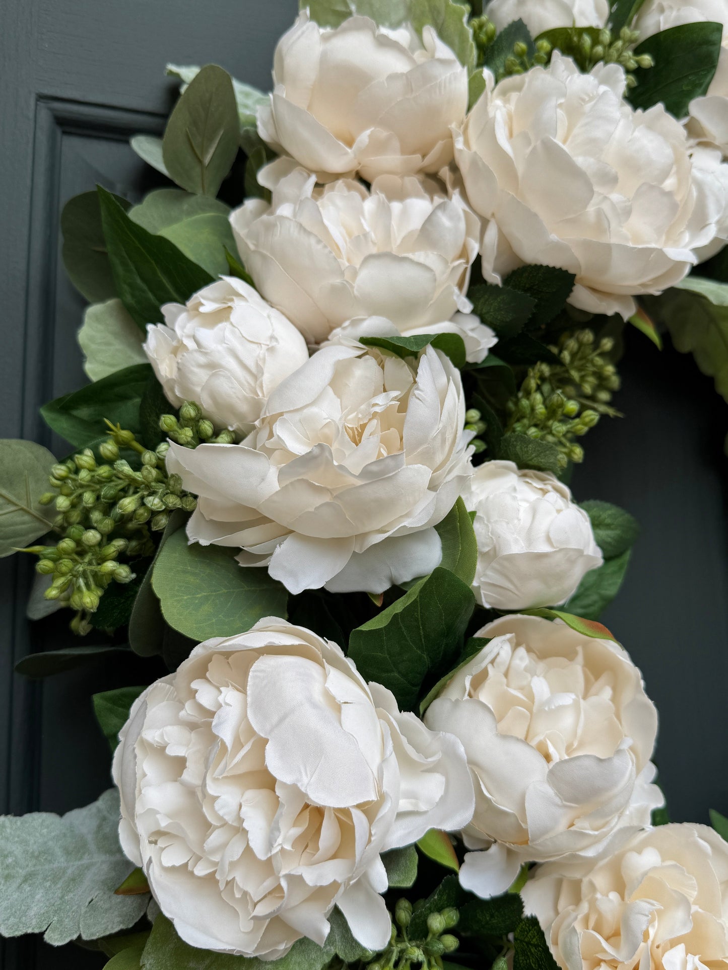 White Peony & Eucalyptus Wreath