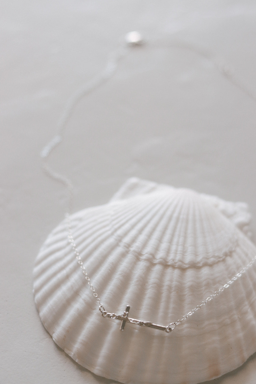 St. Joseph Lily Cross Necklace in Silver