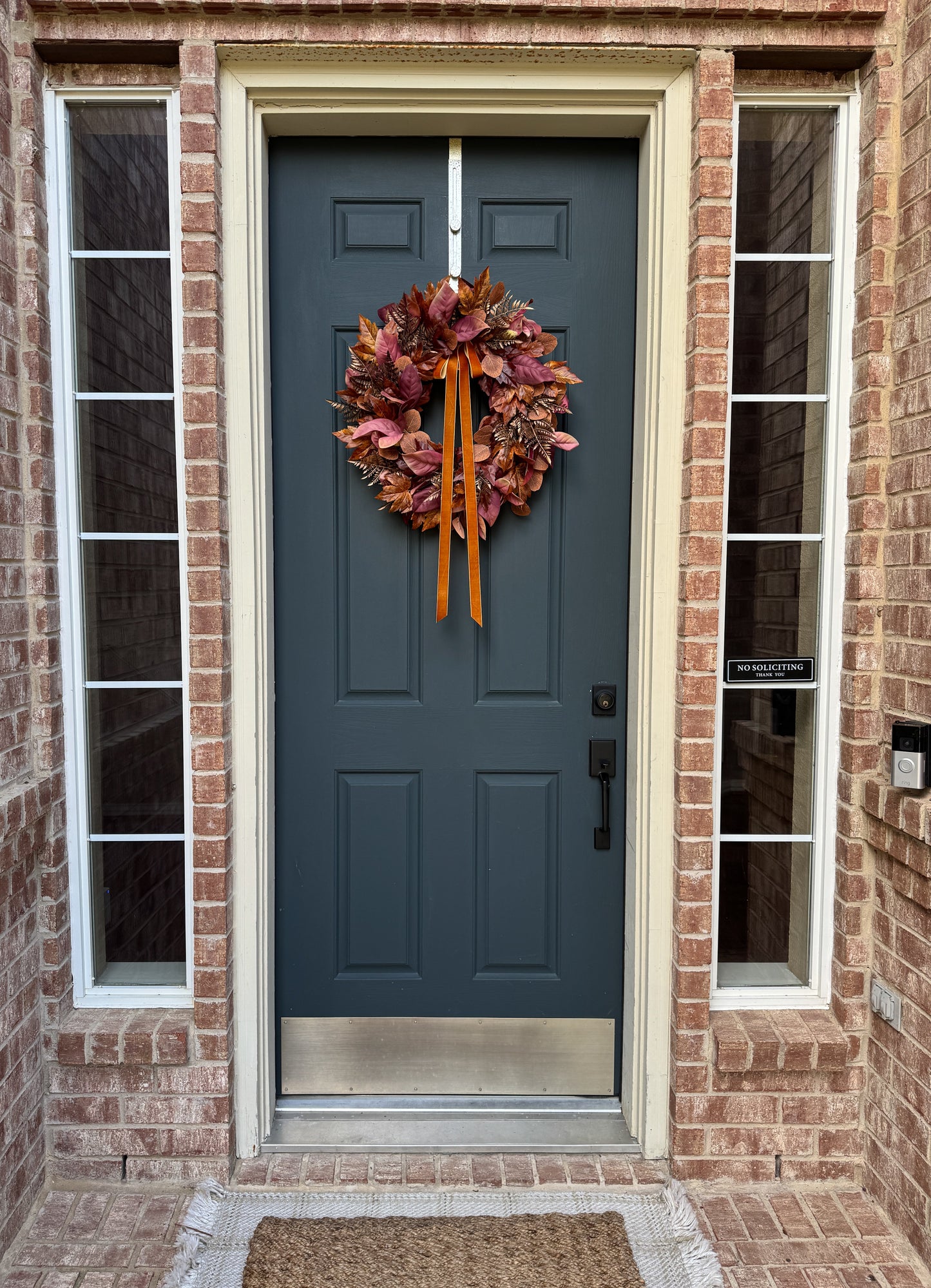 Rust and Copper Fall Wreath with Velvet Bow