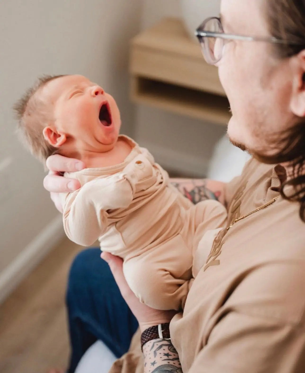 Top and Bottom Outfit Set Gender-Neutral Newborn Clothes - Sand