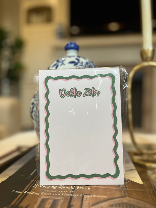 Delta Zeta Cardstock Notepad