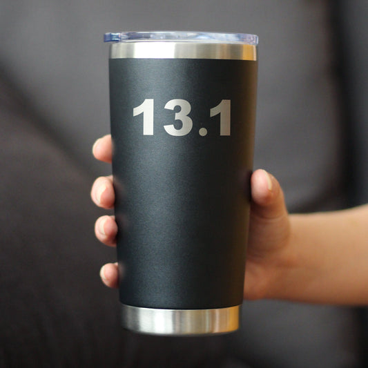 13.1 Half Marathon - Insulated Coffee Tumbler Cup with Sliding Lid - Stainless Steel Insulated Mug - Gifts for Half Marathon Runners Men & Women
