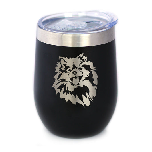 Pomeranian Face - Wine Tumbler