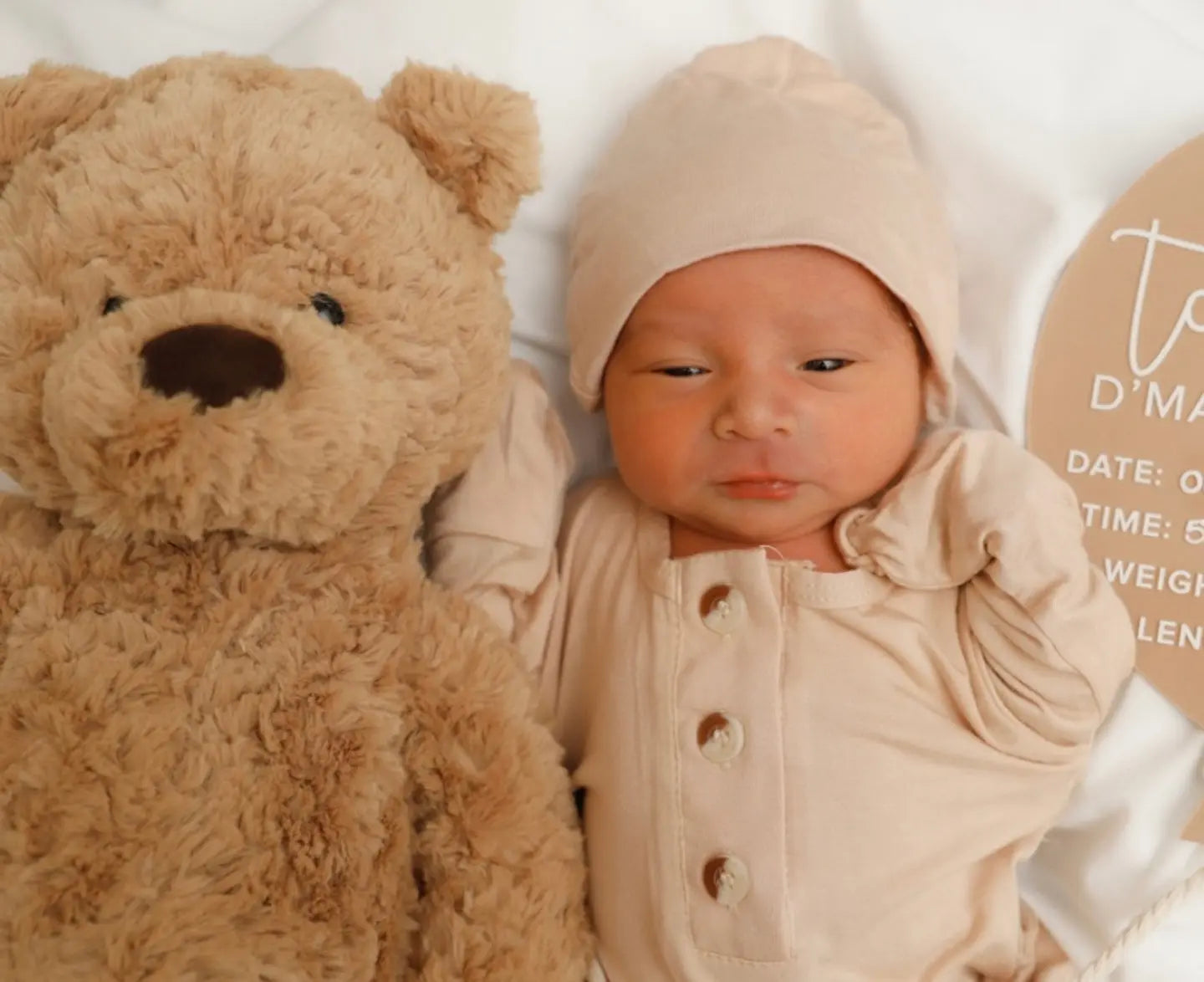 Top and Bottom Outfit Set Gender-Neutral Newborn Clothes - Sand