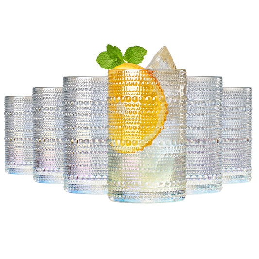 Classica Hobnail Highball Glassware, Set of 6