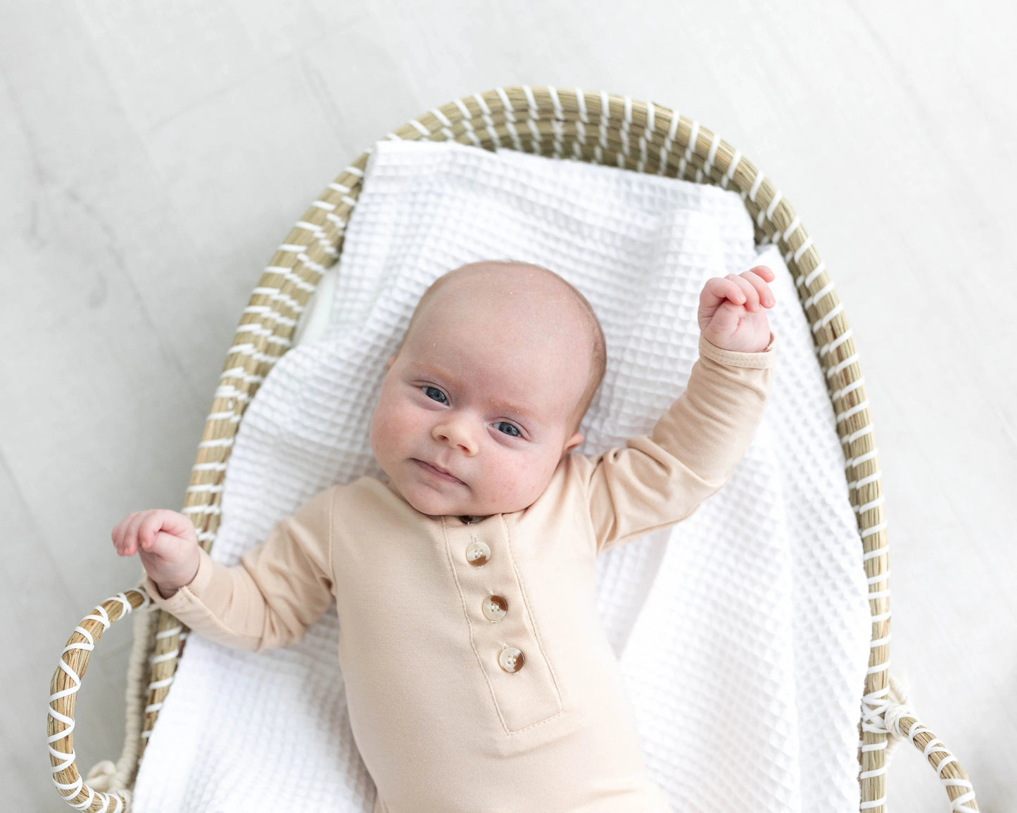 Knotted Baby Gown Set - Gender-Neutral Newborn Clothes - Sand