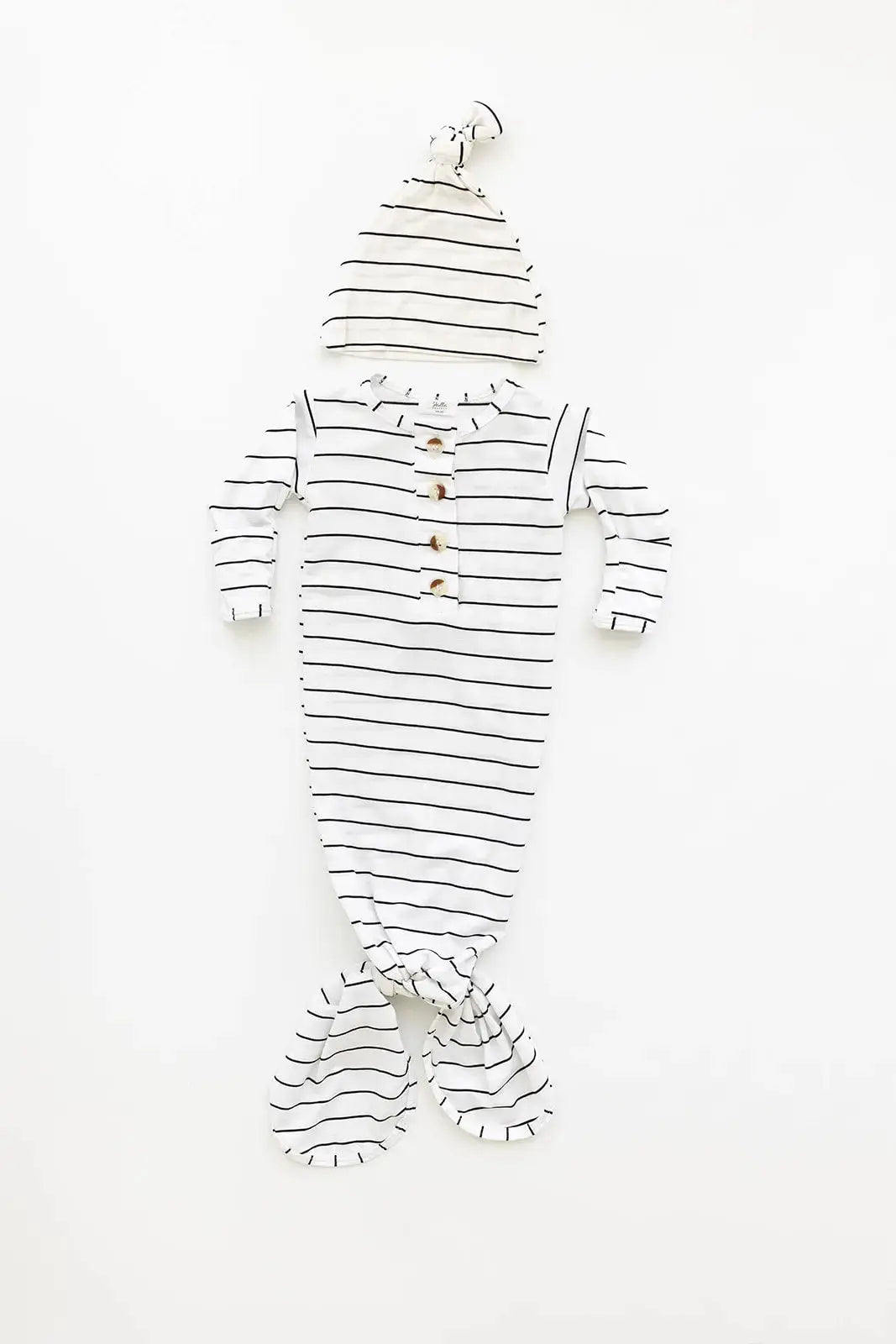 Knotted Baby Gown, Hat, Headband Set – Newborn Baby Girl Outfit - Dusty Rose