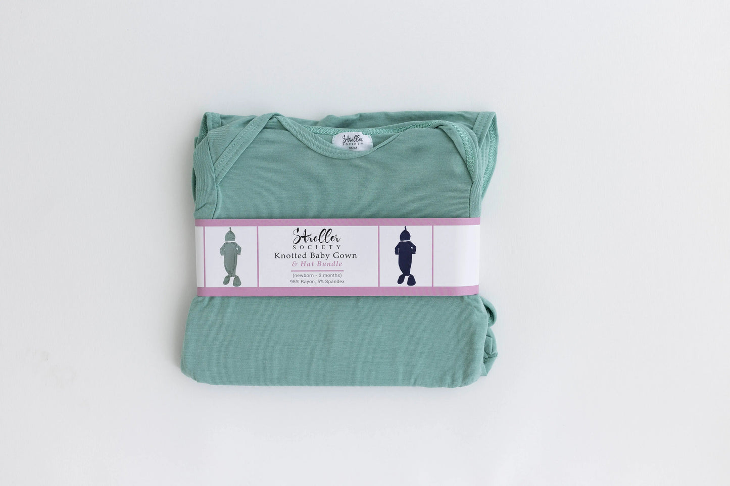 Newborn Knotted Baby Gown and Hat Set - Crew  - (Newborn-3 months) Mint, Navy Blue, Pink, Camel Brown