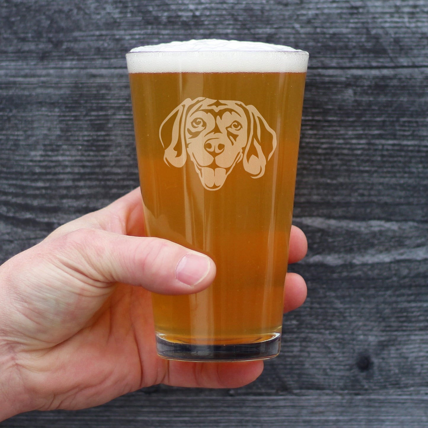 Happy Beagle Face Pint Glass for Beer - Fun Dog Themed Decor and Gifts for Moms & Dads of Beagles - 16 oz Glasses