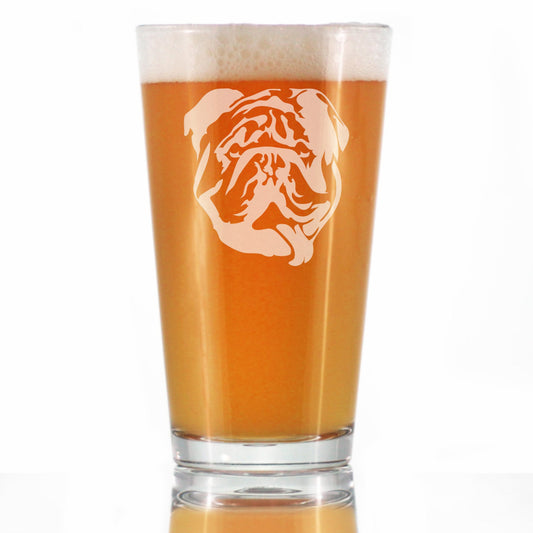 English Bulldog - Pint Glass Gifts for Beer Drinking Men & Women - Fun Unique Bulldogs Decor