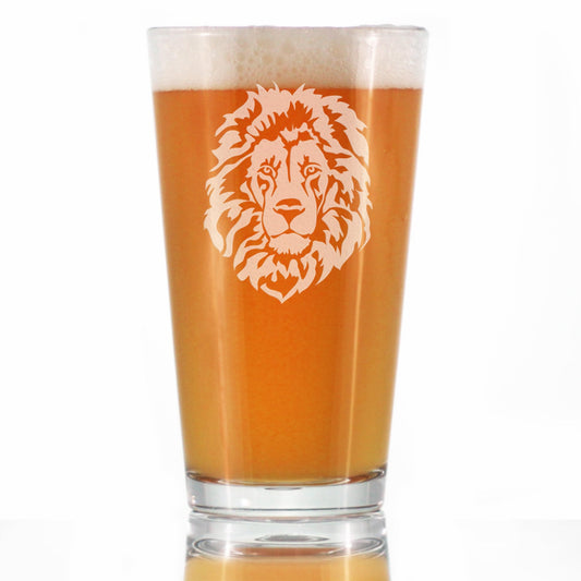 Lion Pint Glass for Beer - Fun Safari Themed Decor and Gifts for Lovers of African Wild Animals - 16 Oz Glasses