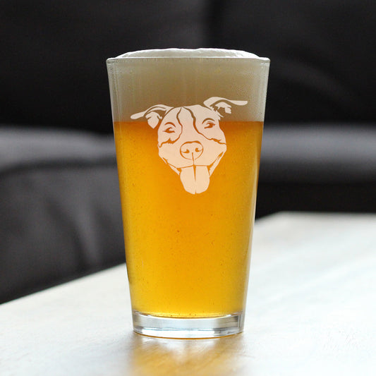 Happy Pitbull - Pint Glass for Beer - Fun Unique Pitbull Themed Dog Gifts and Party Decor for Women and Men - 16 oz