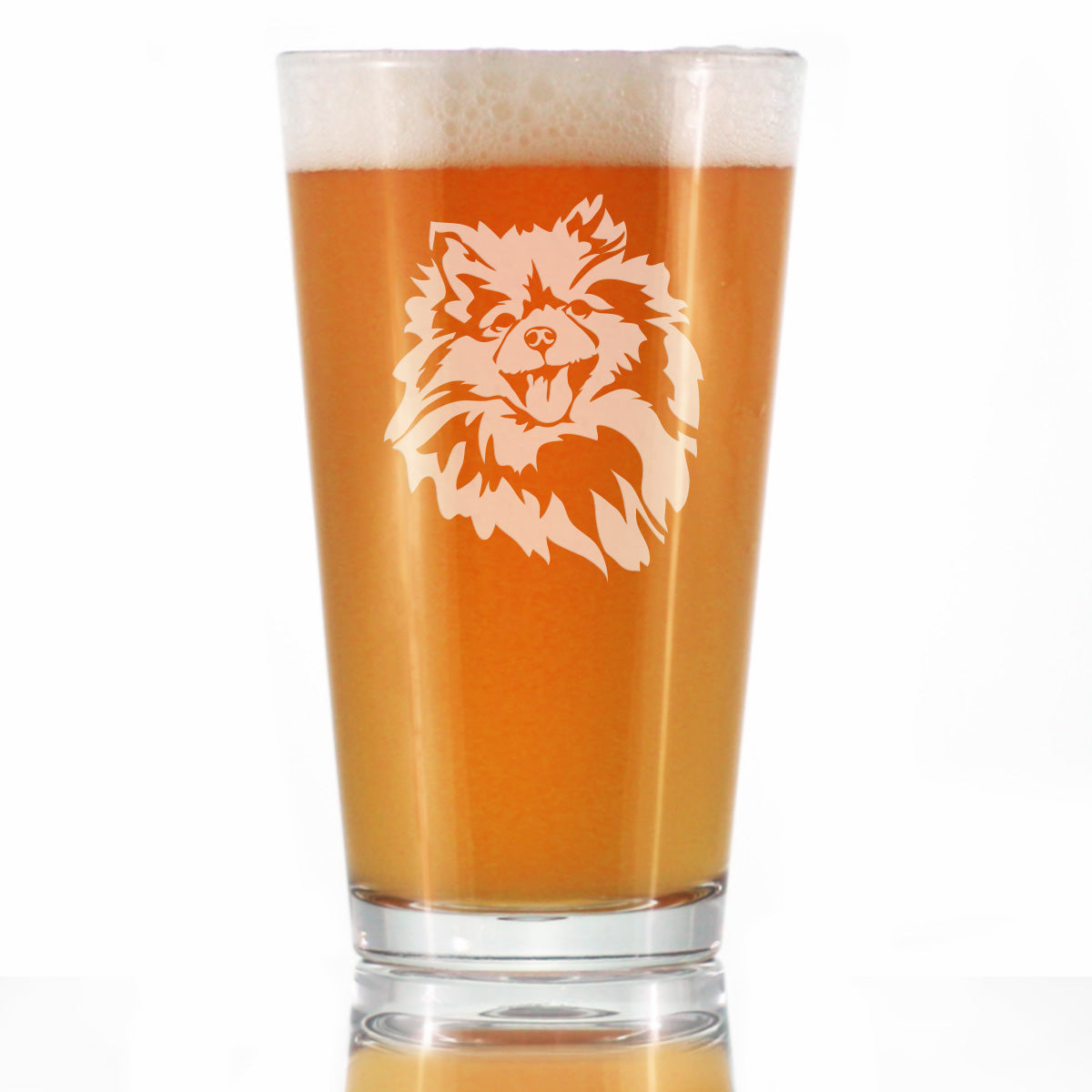 Pomeranian Face Pint Glass for Beer - Unique Dog Themed Decor and Gifts for Moms & Dads of Pomeranians - 16 Oz