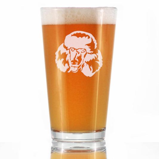 Happy Poodle - Pint Glass for Beer - Fun Unique Cute Poodle Themed Dog Gifts and Party Decor for Women and Men - 16 oz