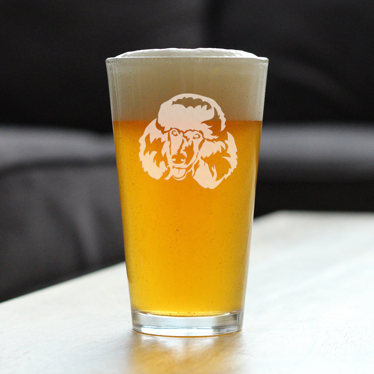 Happy Poodle - Pint Glass for Beer - Fun Unique Cute Poodle Themed Dog Gifts and Party Decor for Women and Men - 16 oz