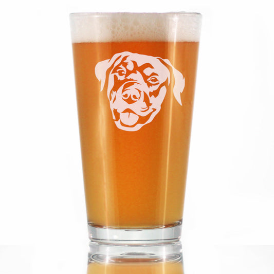 Happy Rottweiler - Pint Glass for Beer - Fun Unique Rottweiler Themed Dog Gifts and Party Decor for Women and Men - 16 oz