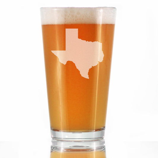 Texas State Outline Pint Glass for Beer - State Themed Drinking Decor and Gifts for Texan Women & Men - 16 Oz Glasses