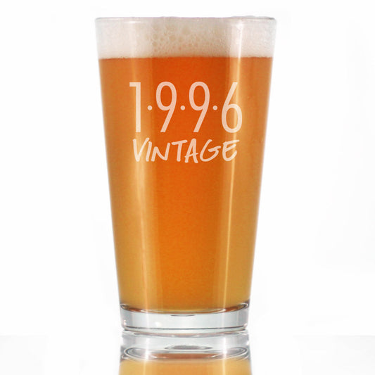 Vintage 1996 - Pint Glass for Beer - 30th Birthday Gifts for Men or Women Turning 30 - Fun Bday Party Decor - 16 oz