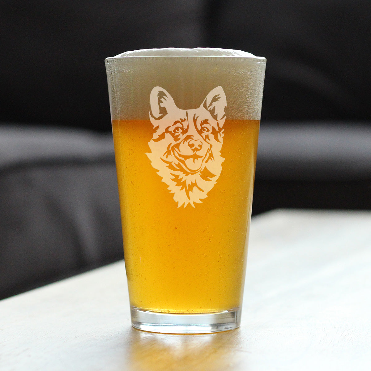 Corgi Face Pint Glass for Beer - Unique Dog Themed Decor and Gifts for Moms & Dads of Welsh Corgies- 16 Oz