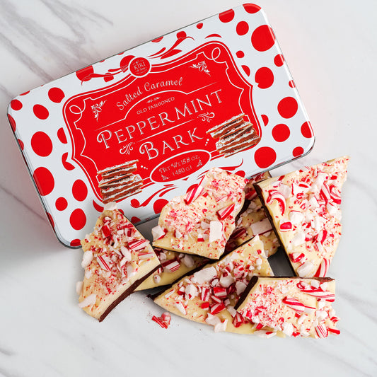 Salted Caramel Chocolate Peppermint Bark, Giftable Food Set - 1LB