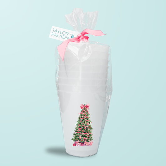 Pink Christmas Tree Frosted Cups