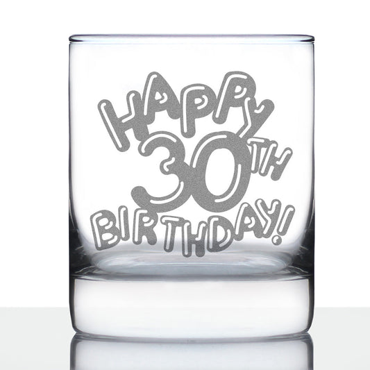 Happy 30th Birthday Balloons - Whiskey Rocks Glass Gifts for Men & Women Turning 30 - Fun Retro Bday Whisky Drinking Tumbler