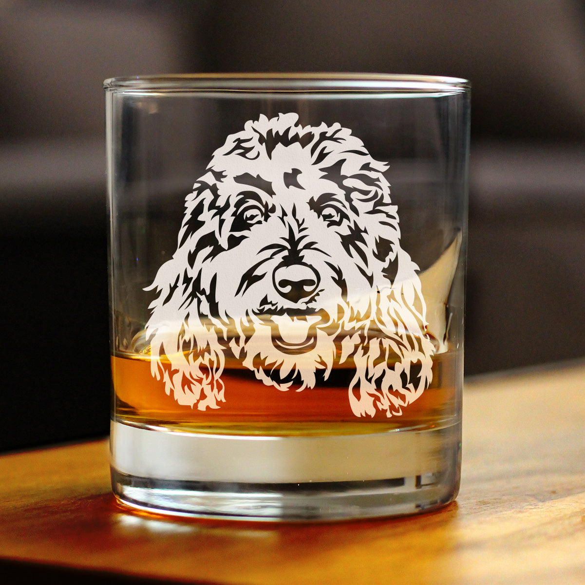 Golden Doodle Face - Whiskey Rocks Glass - Goldendoodle Gifts for Women & Men - 10.25 oz Glasses