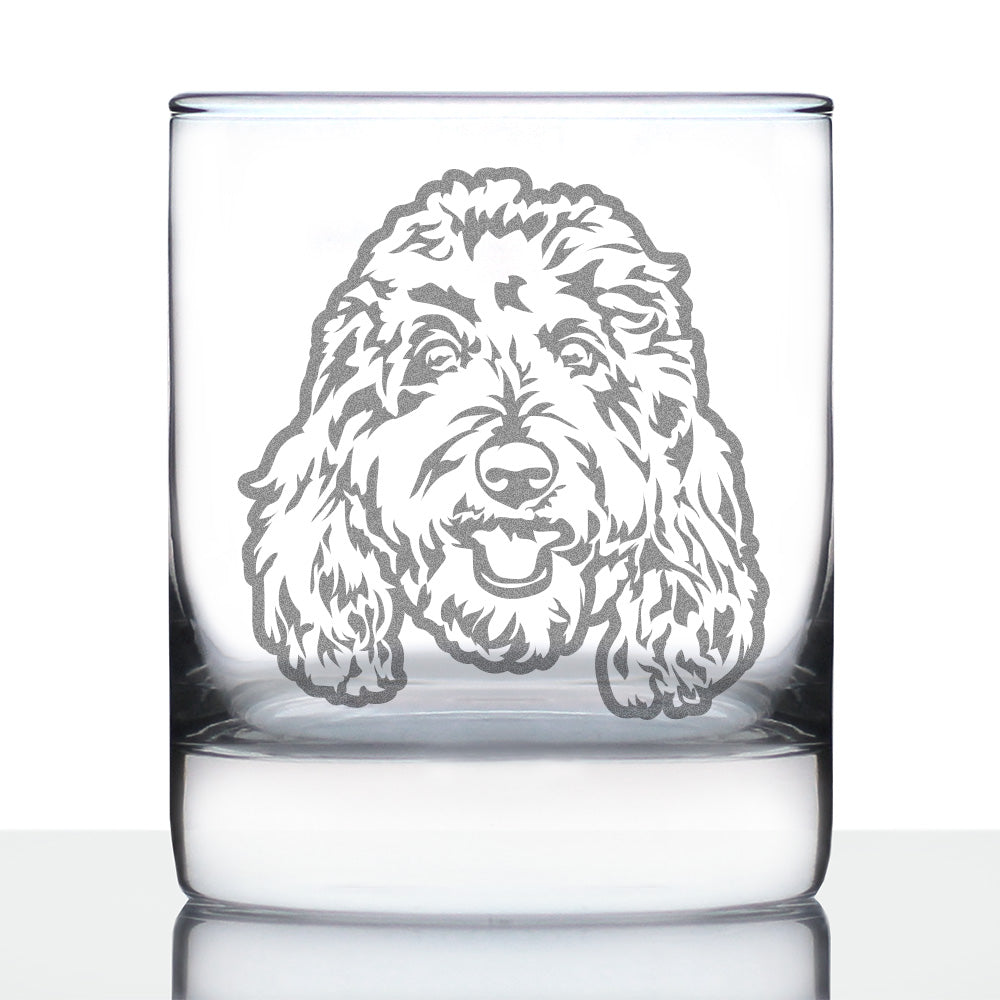 Golden Doodle Face - Whiskey Rocks Glass - Goldendoodle Gifts for Women & Men - 10.25 oz Glasses