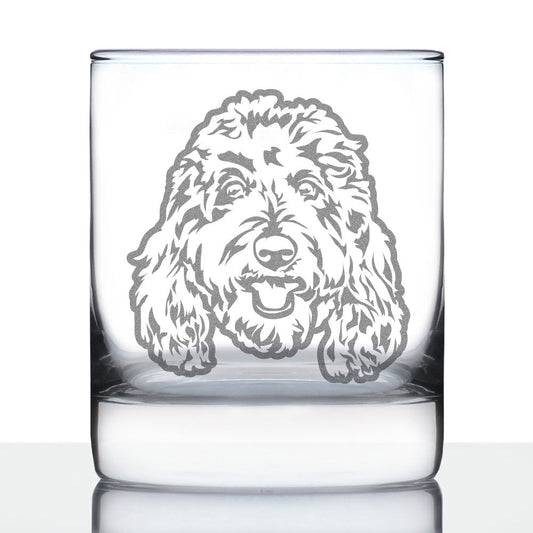 Golden Doodle Face - Whiskey Rocks Glass - Goldendoodle Gifts for Women & Men - 10.25 oz Glasses