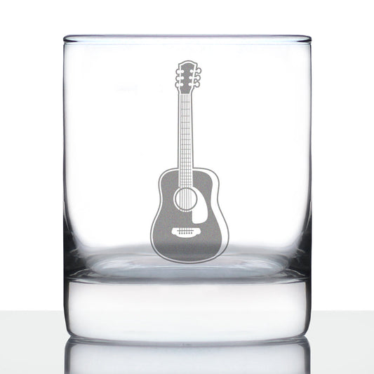 Acoustic Guitar - Rocks Glass - Fun Musician Gifts and Musical Accessories for Women and Men - 10.25 Oz Glasses