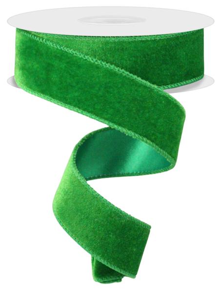 1.5"X10YD DELUXE VELVET/SATIN BACKING EMERALD GREEN