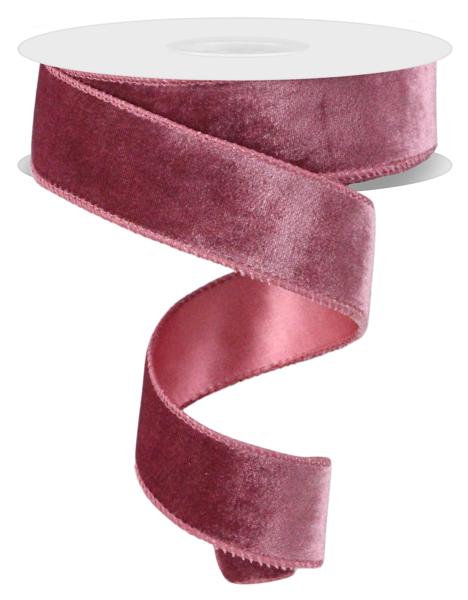 1.5"X10YD DELUXE VELVET/SATIN BACKING DUSTY ROSE