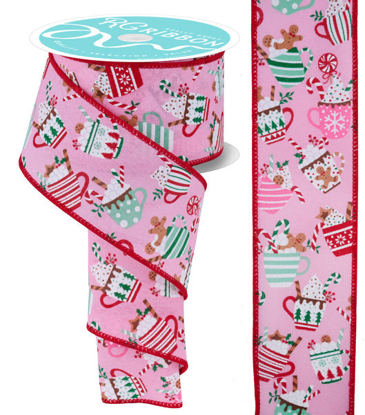 2.5"X10YD CHRISTMAS HOT COCOA MUGS LIGHT PINK/MULTI