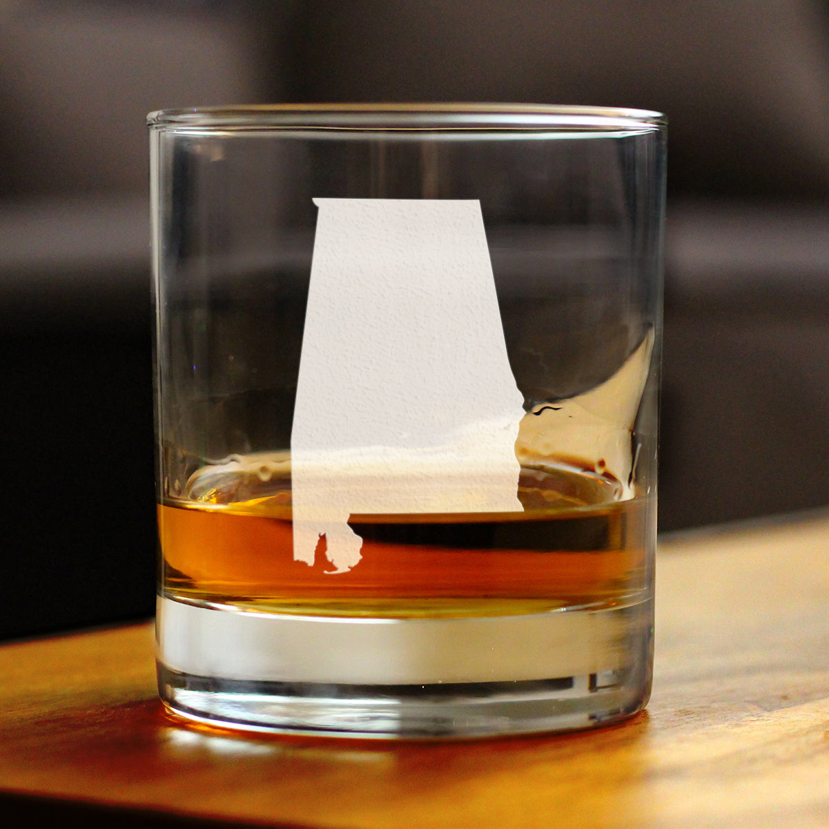 Alabama State Outline Whiskey Rocks Glass - State Themed Drinking Decor and Gifts for Alabaman Women & Men - 10.25 Oz Whisky Tumbler Glasses
