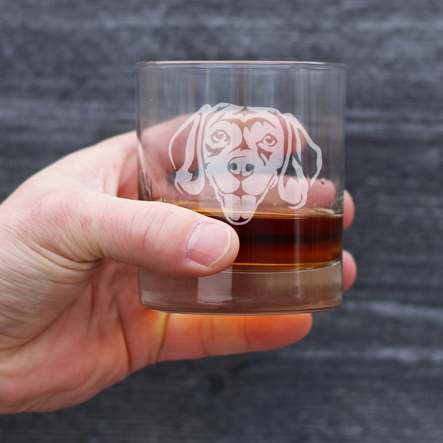 Happy Beagle Whiskey Rocks Glass - Fun Dog Themed Decor and Gifts for Moms & Dads of Beagles - 10.25 Oz Glasses