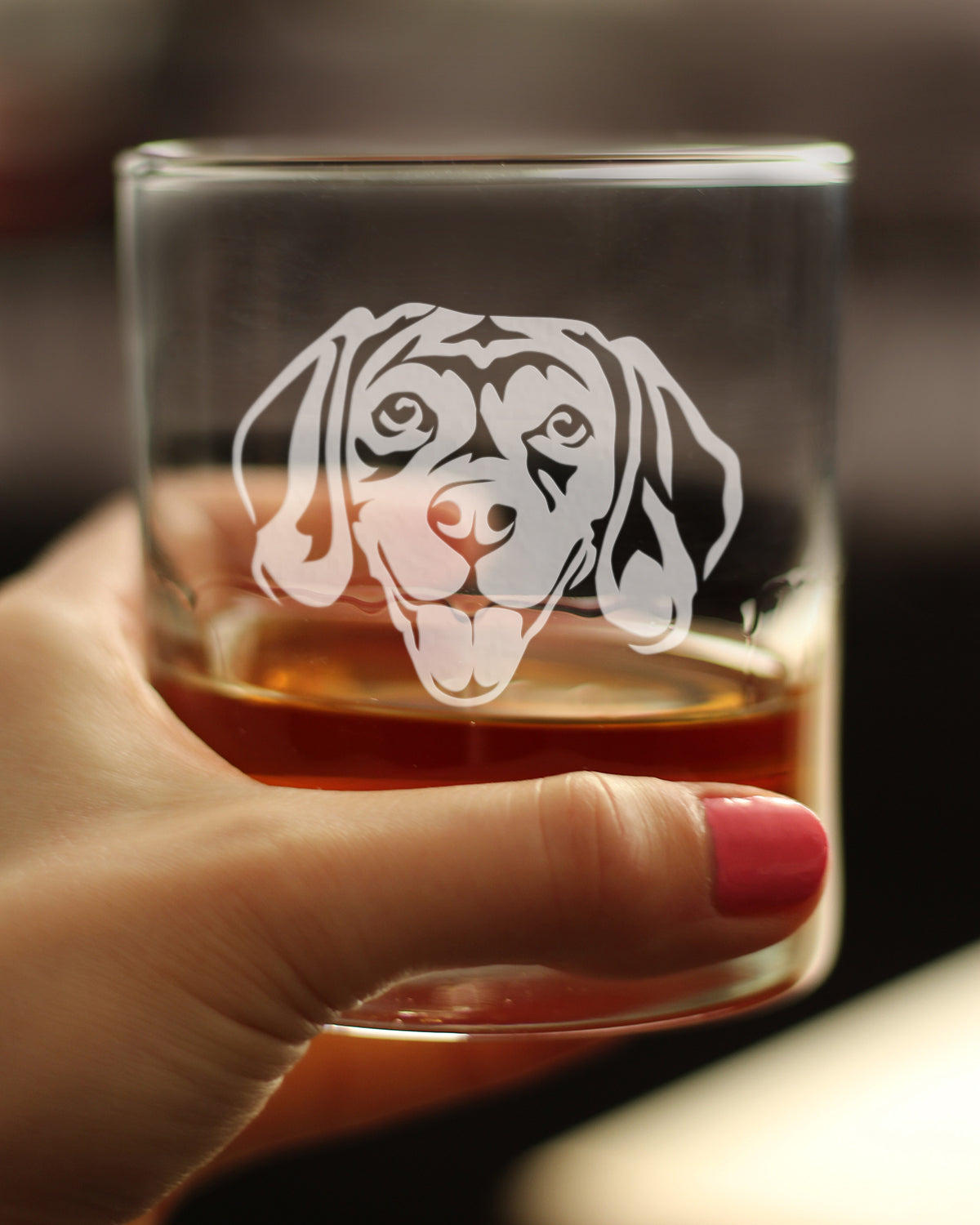 Happy Beagle Whiskey Rocks Glass - Fun Dog Themed Decor and Gifts for Moms & Dads of Beagles - 10.25 Oz Glasses