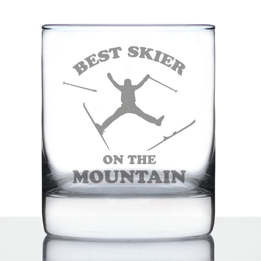 Best Skier - Whiskey Rocks Glass - Unique Skiing Themed Decor and Gifts for Mountain Lovers - 10.25 Oz Glasses