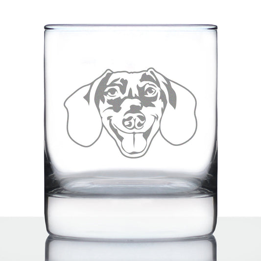 Dachshund Face Whiskey Rocks Glass - Unique Dog Themed Decor and Gifts for Moms & Dads of Dachshunds - 10.25 Oz