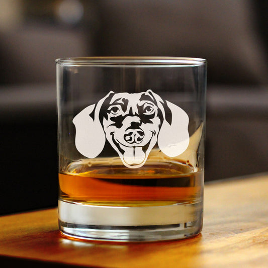 Dachshund Face Whiskey Rocks Glass - Unique Dog Themed Decor and Gifts for Moms & Dads of Dachshunds - 10.25 Oz