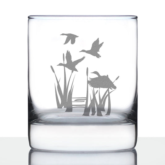 Duck Pond Whiskey Rocks Glass - Cabin Themed Gifts or Rustic Decor for Men and Women - Fun Whisky Drinking Tumbler - 10.25 oz