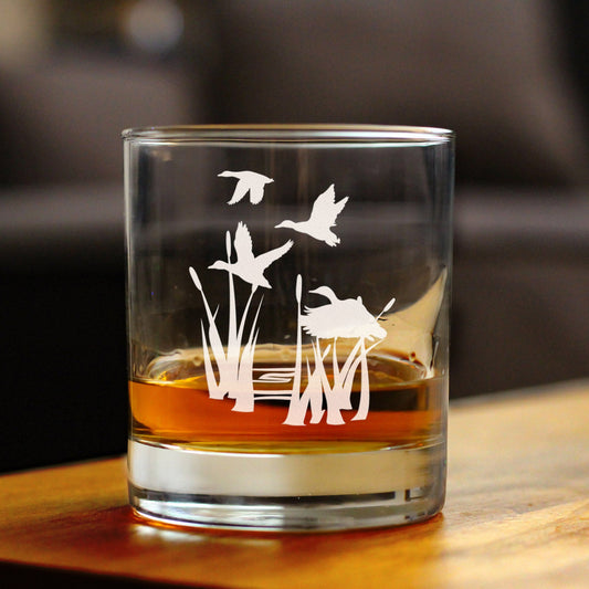 Duck Pond Whiskey Rocks Glass - Cabin Themed Gifts or Rustic Decor for Men and Women - Fun Whisky Drinking Tumbler - 10.25 oz