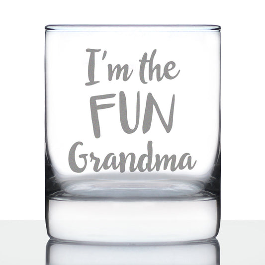 Fun Grandma Whiskey Rocks Glass - Cute Grandparents Themed Gifts or Party Decor for Women - 10.25 Oz