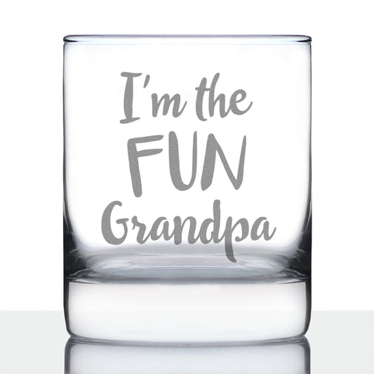 Fun Grandpa - Whiskey Rocks Glass - Fun Gift for Grandfathers - Cute Engraved Glasses for Grandparents - 10.25 oz