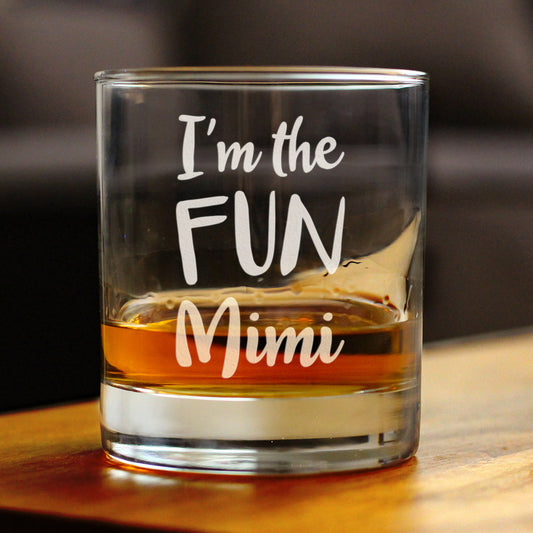 Fun Mimi Whiskey Rocks Glass - Cute Grandparents Themed Gifts or Party Décor for Women - 10.25 Oz