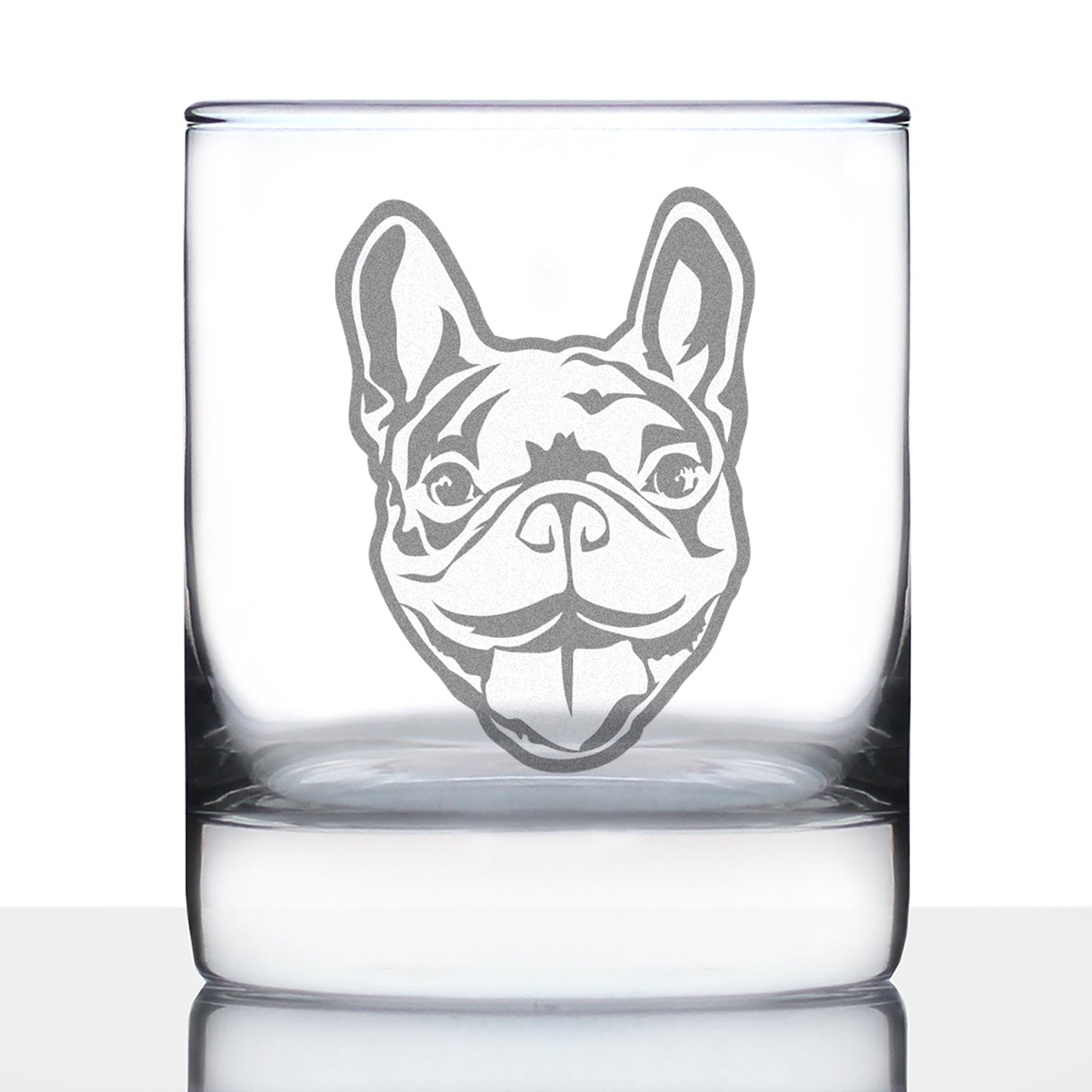 Happy Frenchie - Whiskey Rocks Glass - Unique French Bulldog Themed Gifts or Party Decor for Women and Men - 10.25 Oz