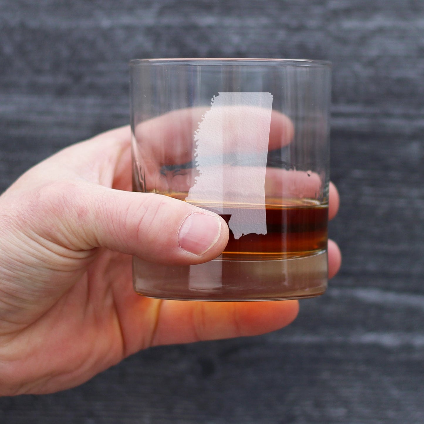 Mississippi State Outline Whiskey Rocks Glass - State Themed Drinking Decor and Gifts for Mississippian Women & Men - 10.25 Oz Whisky Tumbler Glasses