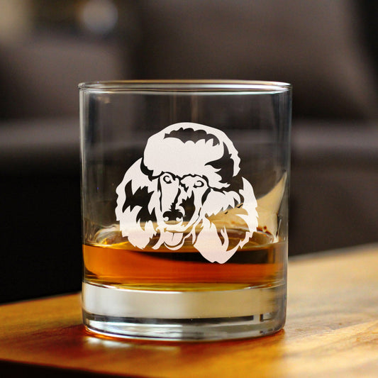 Happy Poodle - Whiskey Rocks Glass - Unique Poodle Themed Dog Gifts or Party Decor for Women and Men - 10.25 Oz