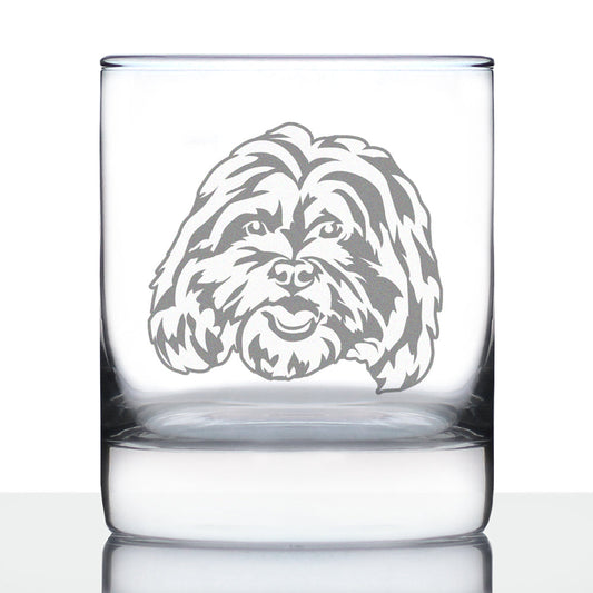Shih Tzu Face Whiskey Rocks Glass - Unique Dog Themed Decor and Gifts for Moms & Dads of Shih Tzus - 10.25 Oz